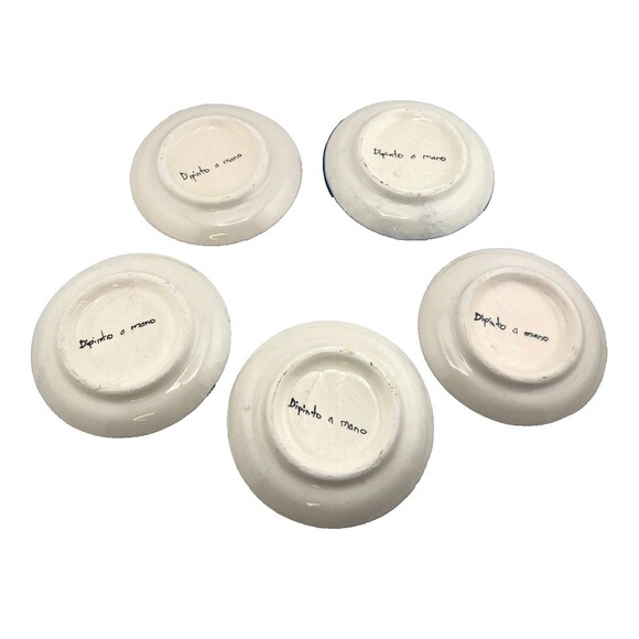 5pc Ceramic Plate Set Italian 4" Appetizer Sauce Dishes Hand Painted Colorful - Picture 2 of 9